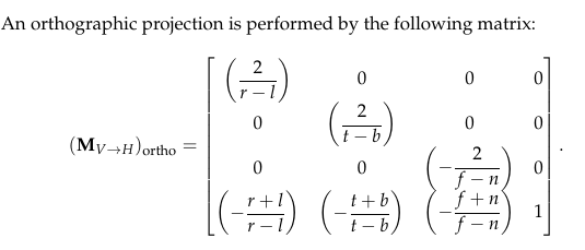 Orthographic OpenGL Matrix