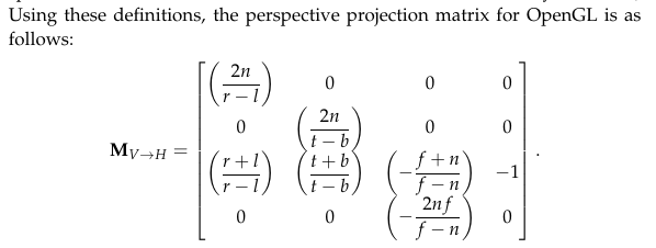 Perspective OpenGL Matrix